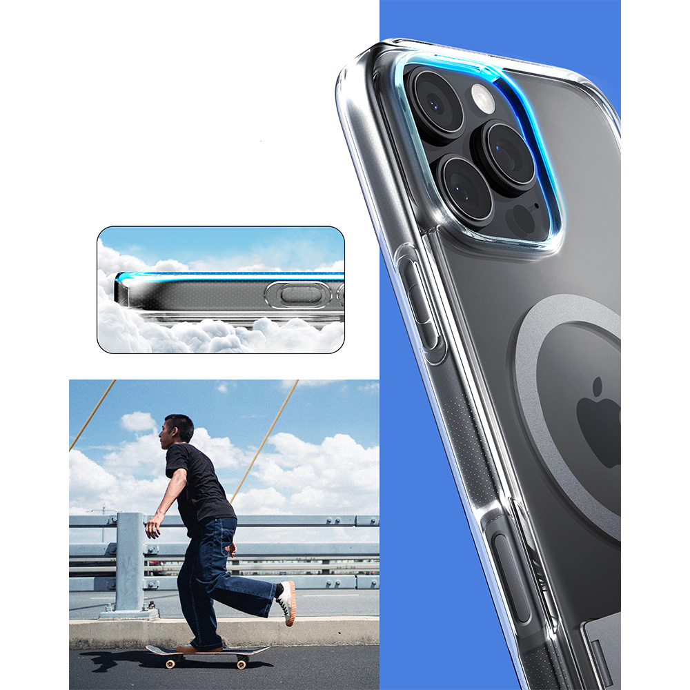 Etui Spigen Caseology Capella Mag MagSafe KickStand do iPhone 16 Pro, przezroczysto-szare